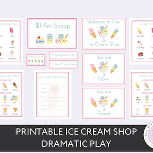 Printable Ice Cream Shop Pretend Play for Kids, Sweet Dramatic Play Digital Download, Preschool Instant Download, Homeschool, Birthday Party