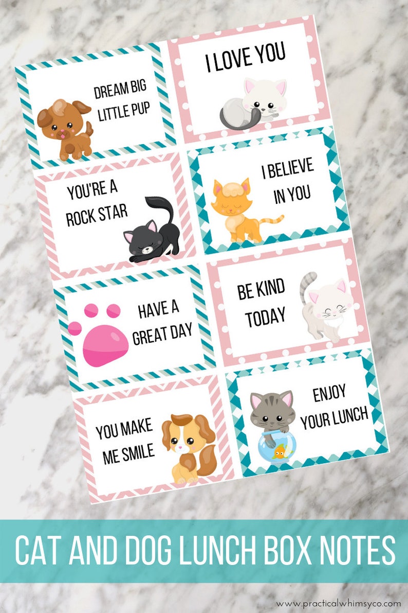 Affirmation Cards Printable, Kids Daily Affirmation, Positive Affirmation Cards, Lunchbox Notes, Encouragement Cards, Cat Lover, Dog Lover image 5