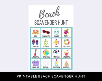 Beach Scavenger Hunt Printable for Kids, Field Trip Digital Download, Summer Instant Download, Vacation, Homeschool, School Treasure Hunt