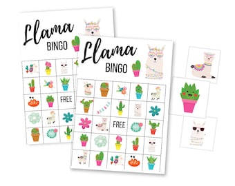 Printable Llama BINGO Game, Birthday Party Digital Download, Instant download, Alpaca BINGO Cards, Kids Cacti Birthday Party, Baby Shower
