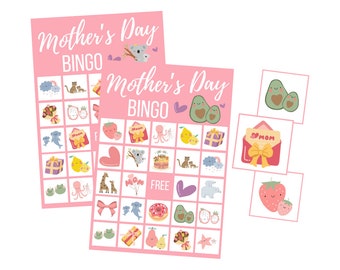 Mothers Day BINGO Party Game, Printable Digital Download for Mom, Instant Download for Kids, Kids Party Game Activities, Classroom Printable