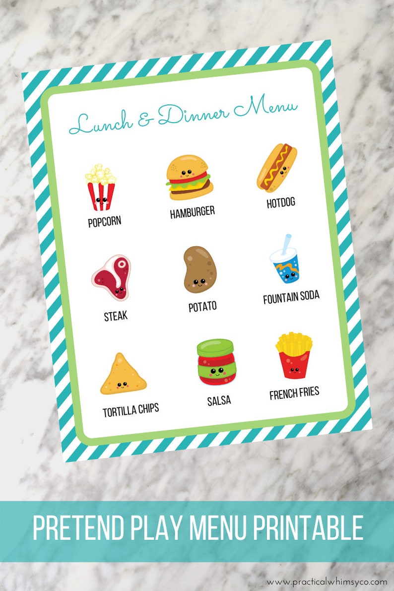 Printable Restaurant Dramatic Play, Pretend Play Diner Digital Download ...