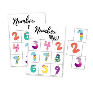 Gioco BINGO con numeri stampabili, Download digitale di conteggio prescolare, Download istantaneo di matematica, Attività della scuola materna, Scuola domiciliare educativa