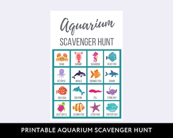 Aquarium Scavenger Hunt Printable for Kids, Ocean Animals Digital Download, Field Trip Instant Download, Classroom Activity, Homeschool