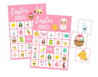 Easter Bunny BINGO Party Game, Spring Printable Digital Download, Easter Bunny Instant Download for Kids, Easter Basket Kids Activities