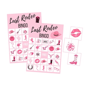 Cartes de BINGO du dernier rodéo, dernier jeu d'enterrement de vie de jeune fille disco, cowgirl disco à imprimer, boule disco, cowgirl de l'espace, Let go Girls