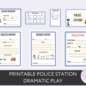 Printable Police Station Dramatic Play for Kids, Pretend Play Digital Download, Preschool Instant Download, Homeschool Curriculum, Toddlers