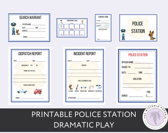 Printable Police Station Dramatic Play for Kids, Pretend Play Digital Download, Preschool Instant Download, Homeschool Curriculum, Toddlers