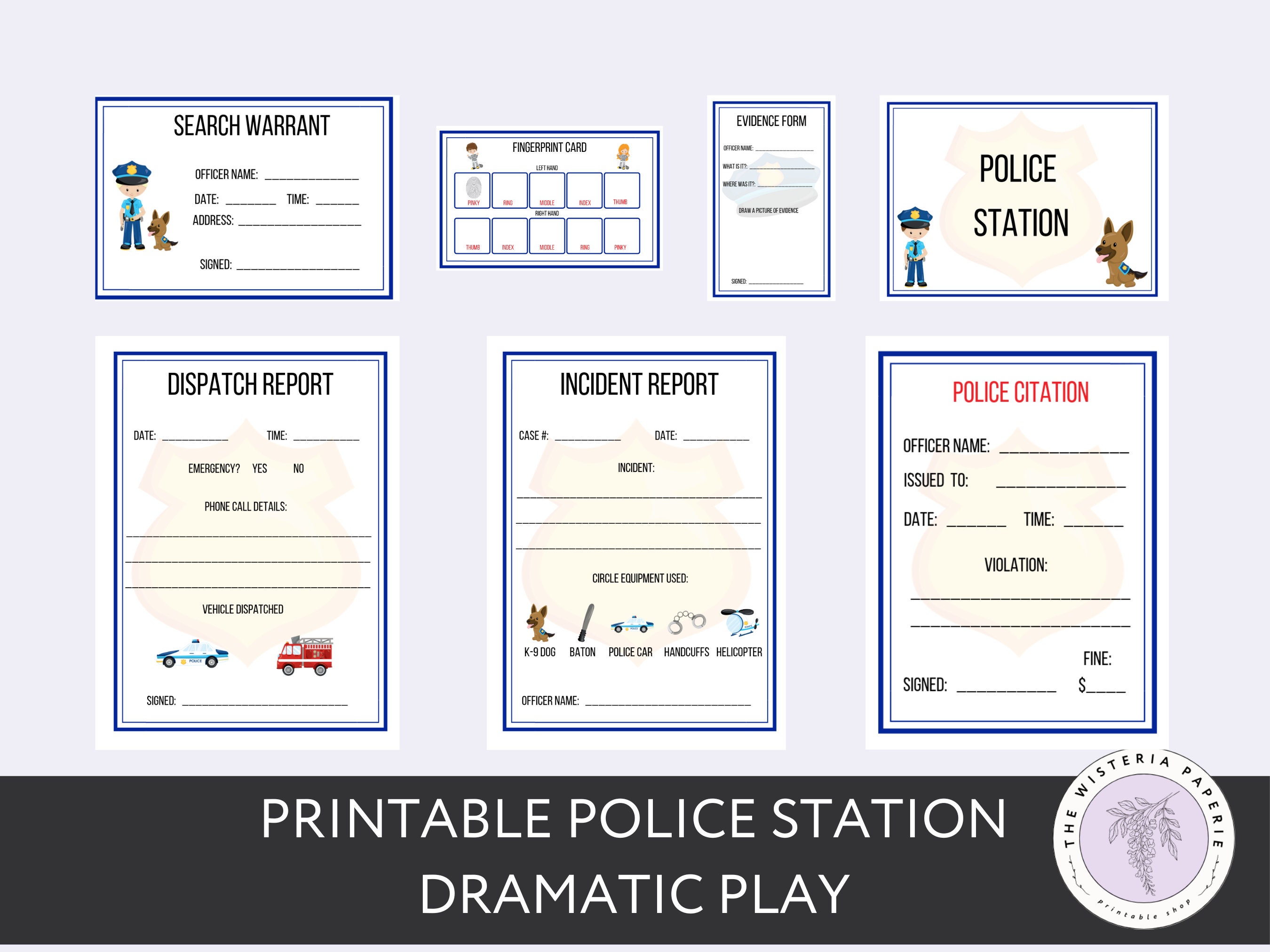Printable Police Station Dramatic Play for Kids, Pretend Play Digital Printable Police Station Dramatic Play for Kids, Pretend Play Digital
