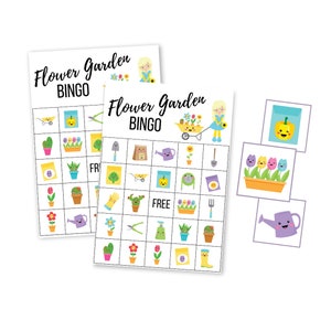 Cartes imprimables de BINGO pour le jardin fleuri, jeu de téléchargement numérique de printemps, téléchargement immédiat pour fête d'anniversaire des filles, plantes succulentes, école à la maison