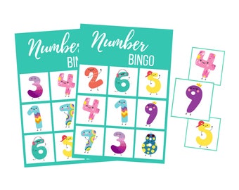 Printable Number BINGO Game, Preschool Counting Digital Download, Math Instant Download, Kindergarten Activity, Educational Homeschool