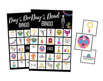 Printable Day of the Dead BINGO Cards, Dia de los Muertos Party Holiday Game, Seasonal Digital Download, Sugar Skull Instant Download