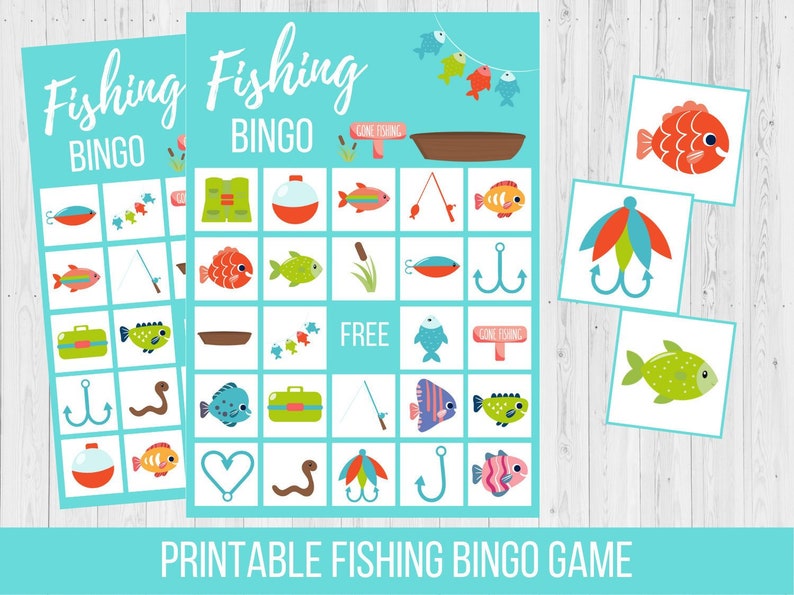 Fishing Party Printable for 2nd Birthday Gone Fishing BINGO - Etsy