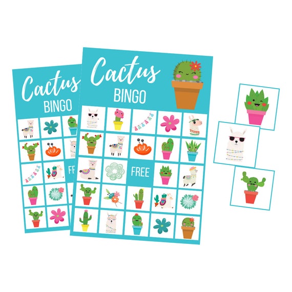 Printable Cactus BINGO Game, Fiesta Birthday Party Digital.