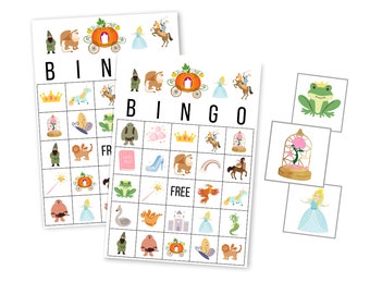 Princess BINGO Card Game, Cinderella Castle Party Game, Once Upon a Time Digital Download, Belle Instant Download, First Birthday, 1st Party