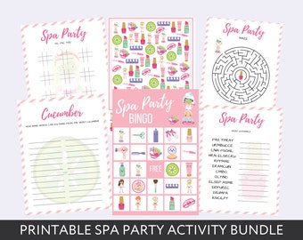 Printable Spa Party Birthday Activity Bundle for Kids, Slumber Party Games, Girls Pamper Party, Sleepover,