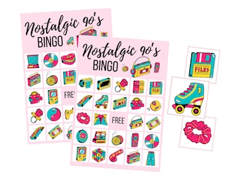 90s BINGO Game Printable, Retro Party Game Digital Download, 90s Bachelorette Party Instant Download, Decades Birthday Party, 90s aesthetic