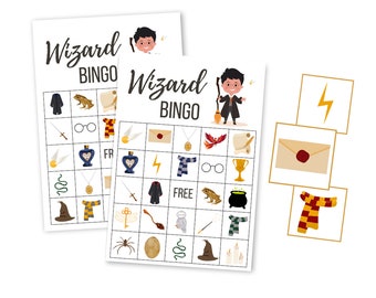 Wizard BINGO Printable, Magic School BINGO Digital Download, Wizard Party Instant Download, Halloween Party Game, Witch and Wizard Party