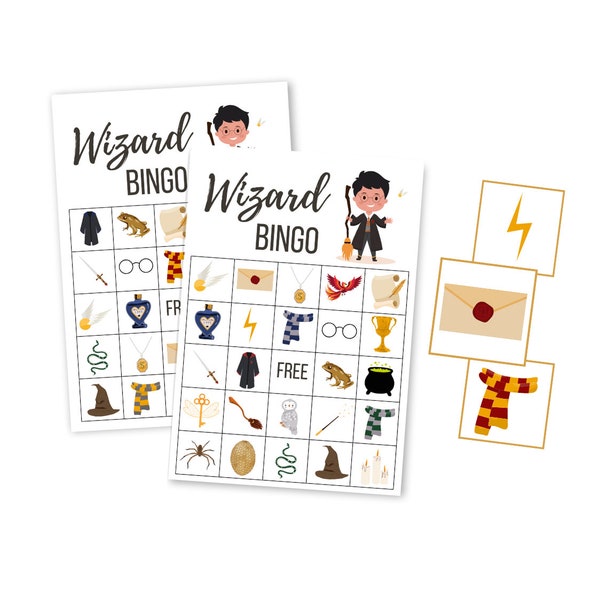 Wizard BINGO Printable, Magic School BINGO Digital Download, Wizard Party Instant Download, Halloween Party Game, Witch and Wizard Party