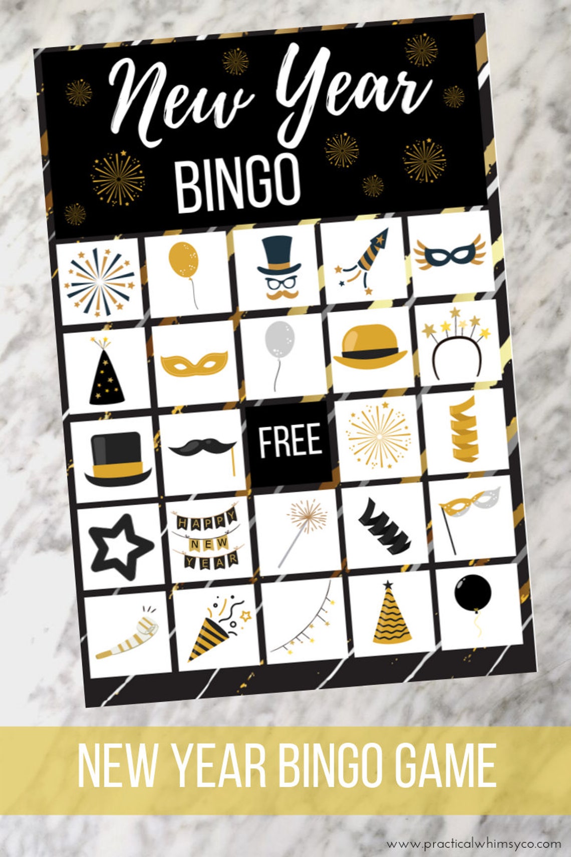 New Year s Eve BINGO Printable Game Etsy