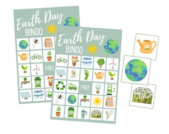 Earth Day BINGO Game Printable, Homeschool printable, Preschool Curriculum, Science Educational Activities for Kids, Instant Download