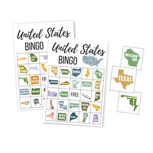 Gioco BINGO degli Stati Uniti, Download digitale stampabile homeschool, Download istantaneo dell'aula di geografia, Attività educative per bambini