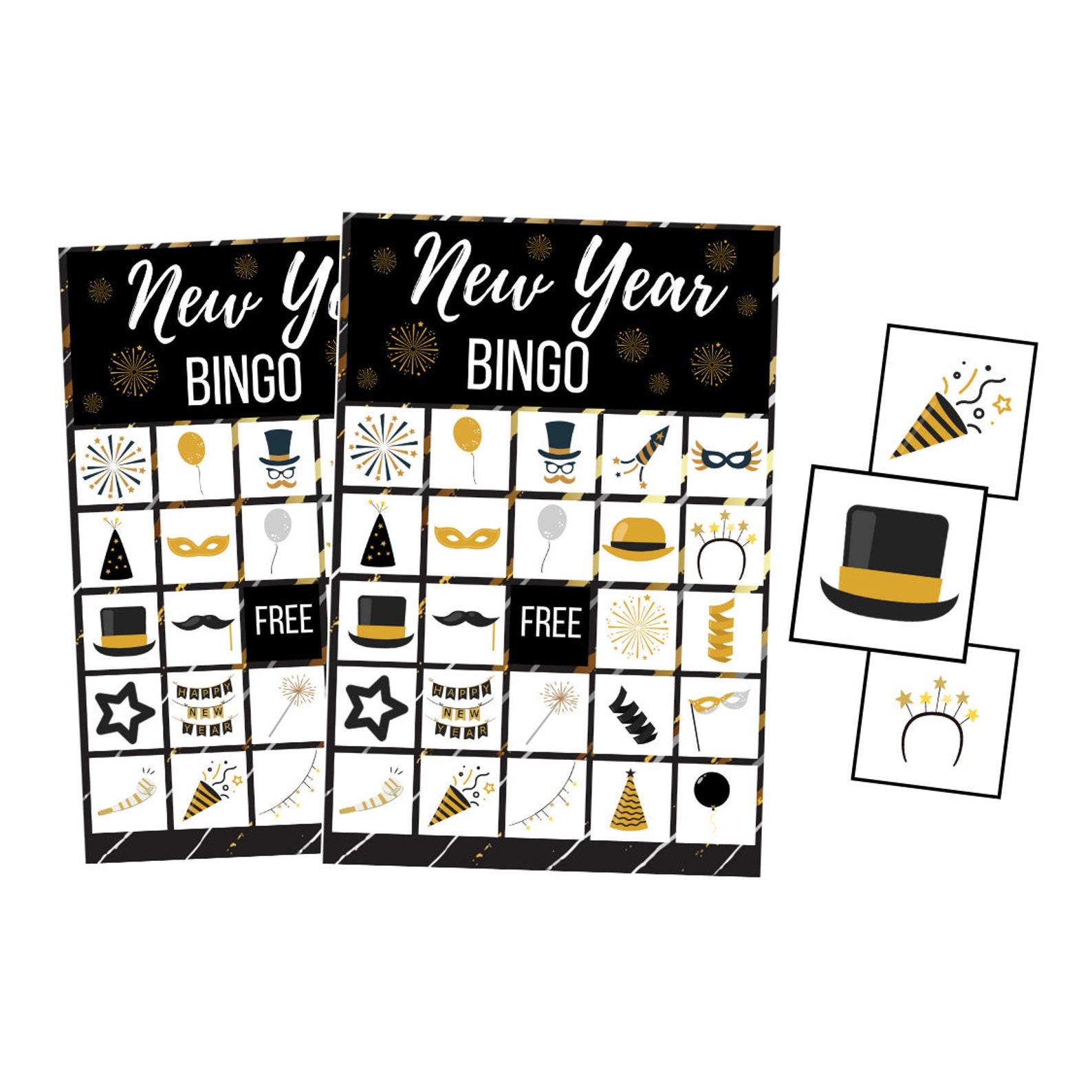 New Year s Eve BINGO Printable Game Etsy