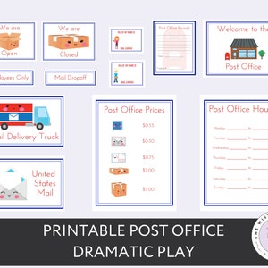 Imprimable Post Office Dramatic Play, Pretend Play Digital Download, Mail Carrier Instant Download, Preschool Homeschool Curriculum, Toddler