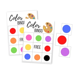 Juego BINGO de color imprimible, Descarga digital preescolar, Descarga instantánea de jardín de infantes, Actividad de escuela en el hogar para niños pequeños, Educativo