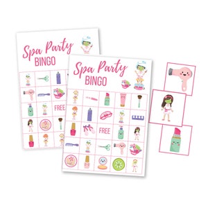 Gioco BINGO stampabile per feste in Spa, download digitale per compleanno ragazza, download istantaneo per coccole, attività rilassante per pigiama party, pigiama party