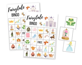 Princess BINGO Card Game, Cinderella Castle Party Game, Once Upon a Time Digital Download, Belle Instant Download, First Birthday, 1st Party