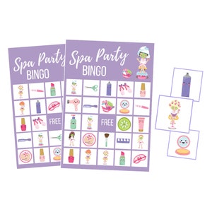 Carte BINGO per feste spa stampabili, gioco pigiama party, download digitale pigiama party, download istantaneo festa di compleanno, festa coccole per ragazze