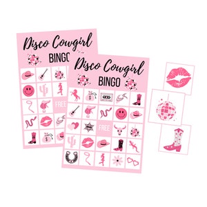 Disco Cowgirl BINGO Cards, Last Disco Bachelorette Party Game, Printable Girl Birthday Party, Disco Ball, Space Cowgirl, Lets Go Girls image 1