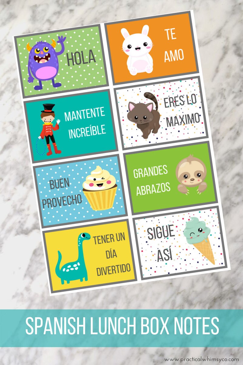 Spanish Lunch Box Notes for Kids Motivational Quotes for Kids Etsy