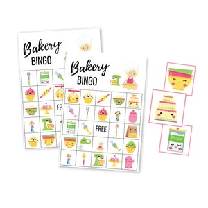 Afdrukbaar bakkerijbingospel, instant download, bakken met snoepjes, cupcakes, verjaardagsfeestje meisje, activiteit regenachtige dag, digitale download