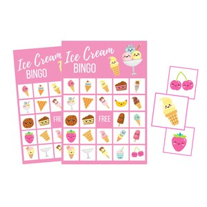 Printable Ice Cream BINGO Cards, Sweet Treats Digital Download, Kid Birthday Party Instant Download, Summer Activity, Family Game Night