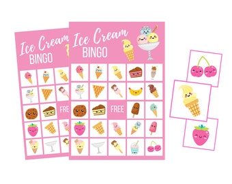 Printable Ice Cream BINGO Cards, Sweet Treats Digital Download, Kid Birthday Party Instant Download, Summer Activity, Family Game Night