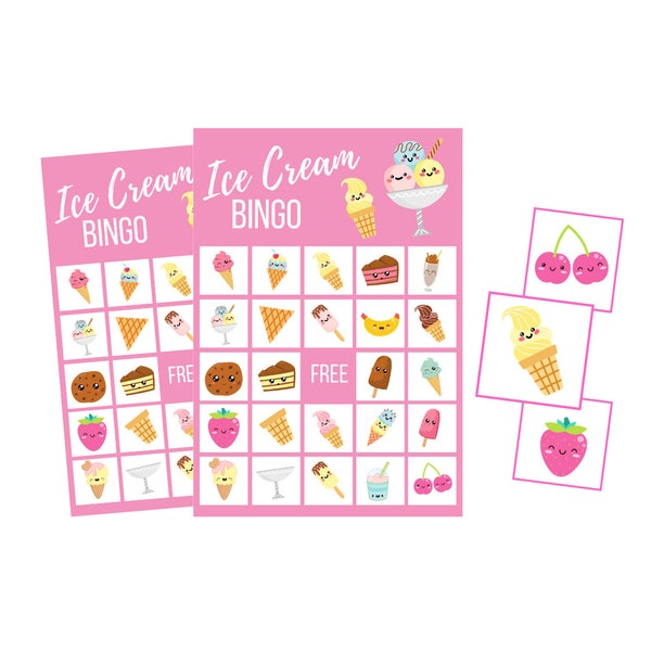 Printable Ice Cream BINGO Cards, Sweet Treats Digital Download, Kid Birthday Party Instant Download, Summer Activity, Family Game Night