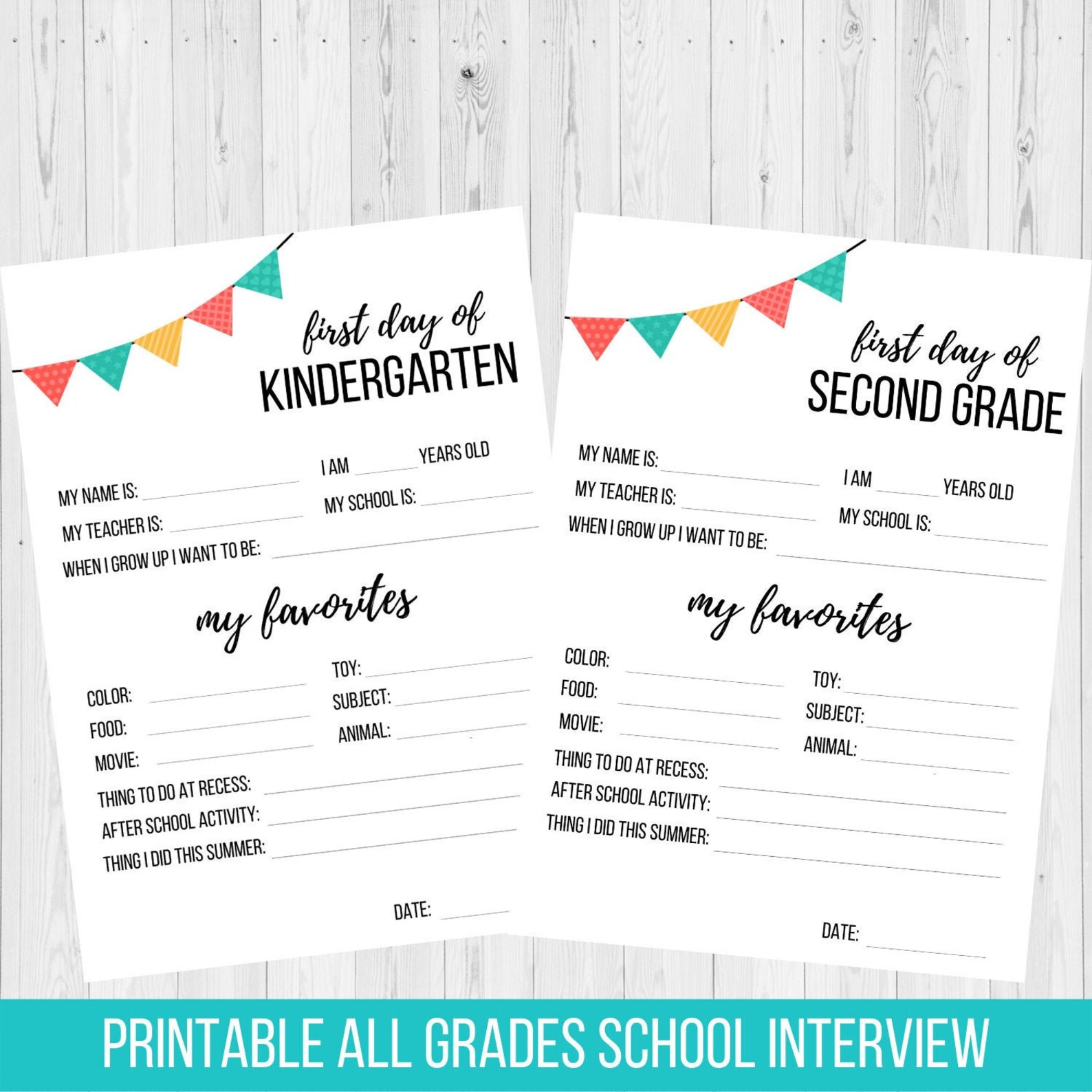 Back to School Interview Printable Kids First Day of School - Etsy