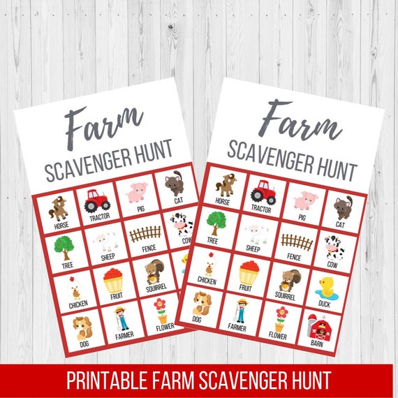 Farm Scavenger Hunt Printable | Etsy