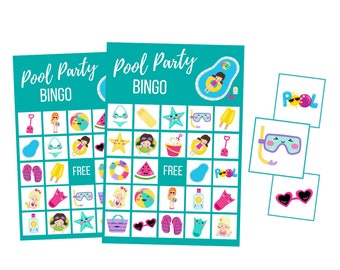 Printable Summer BINGO Game, Pool Party BINGO Cards, Swimming Birthday Activity, Family Reunion Digital Download, Instant Download