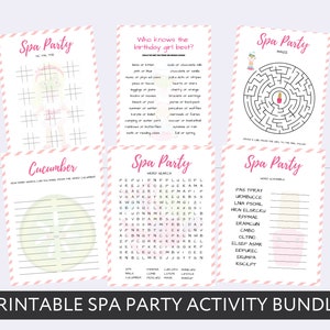 Spa Party Birthday Activity Set Printable for Kids, Girl Digital Download, Slumber Party Instant Download, Pamper Party