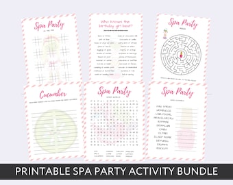 Spa Party Birthday Activity Set Printable for Kids, Girl Digital Download, Slumber Party Instant Download, Pamper Party