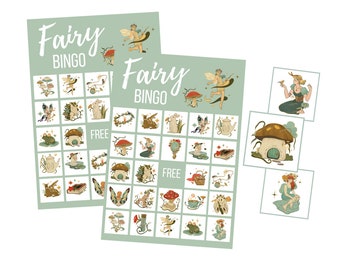 Fairycore BINGO Cards, Fairy First Birthday, Printable Fairies Birthday Party Game, Fairy Garden Digital Download, Instant Download