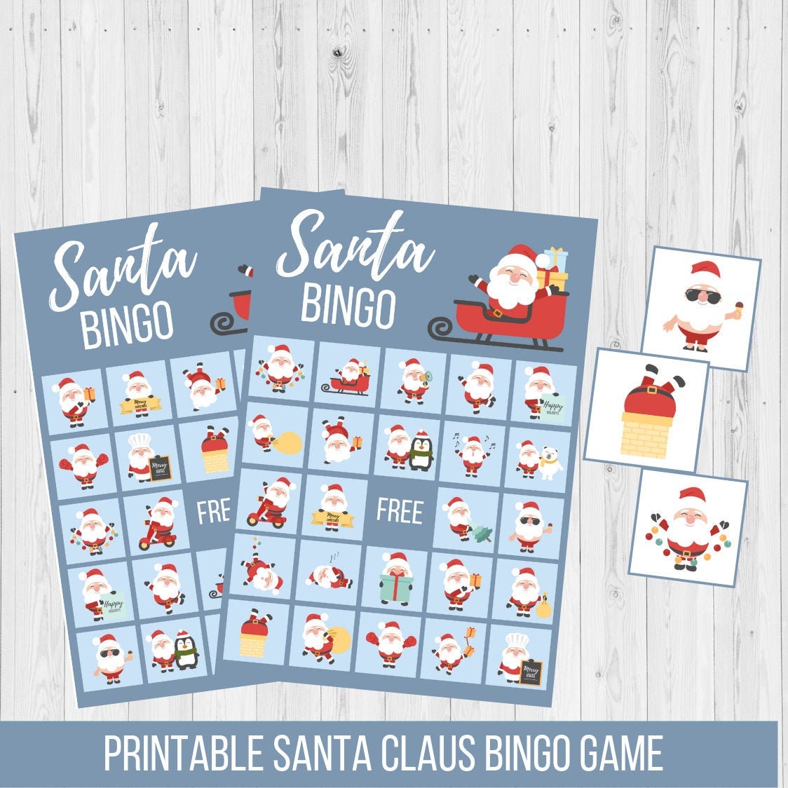 Santa Printable Game Instant Download Christmas Bingo Cards Etsy Canada