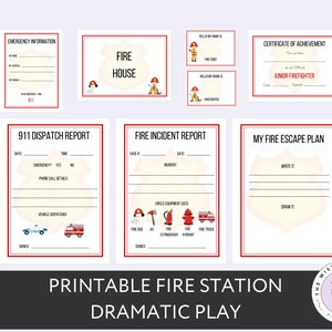 Printable Firefighter Dramatic Play, Pretend Play Fire House Digital Download, Preschool Curriculum Instant Download, Fire Truck Homeschool