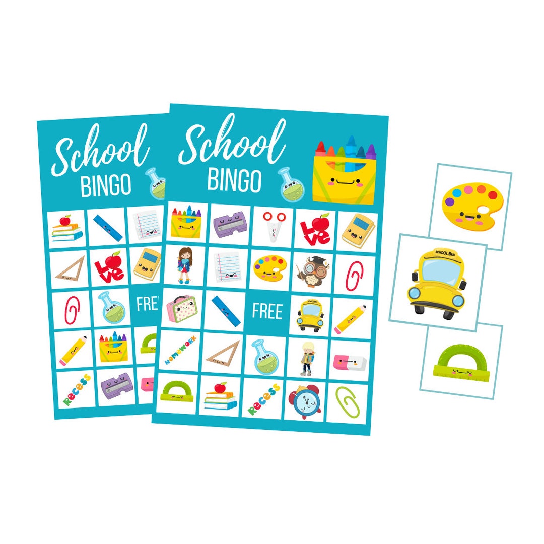 Printable Back to School BINGO Cards Game, 100 Days of School, First ...