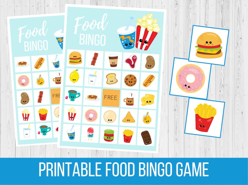 Printable Food BINGO Game, Restaurant Digital Download for Kids, Birthday Party Instant Download, Go Together, Family Game Night Activity image 4