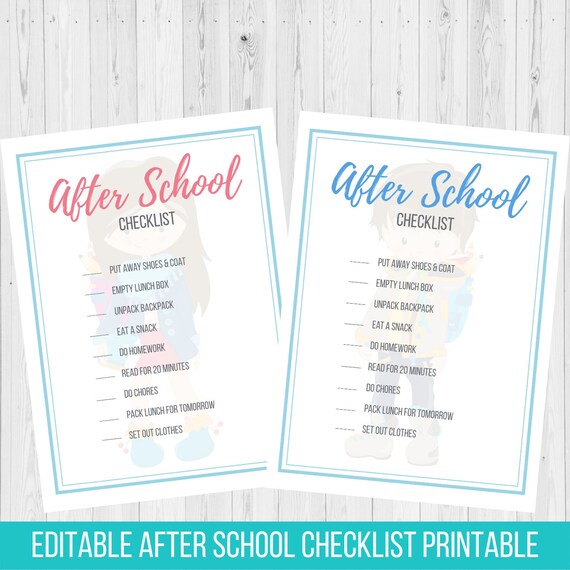 Editable After School Checklist Printable Etsy Editable After School Checklist Printable Etsy