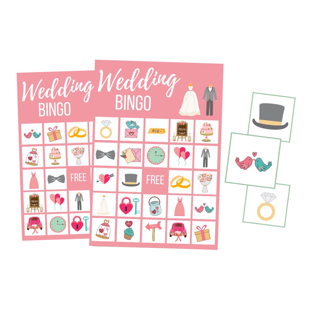 Printable Wedding BINGO Cards, Bridal Shower Digital Download, Marriage ...